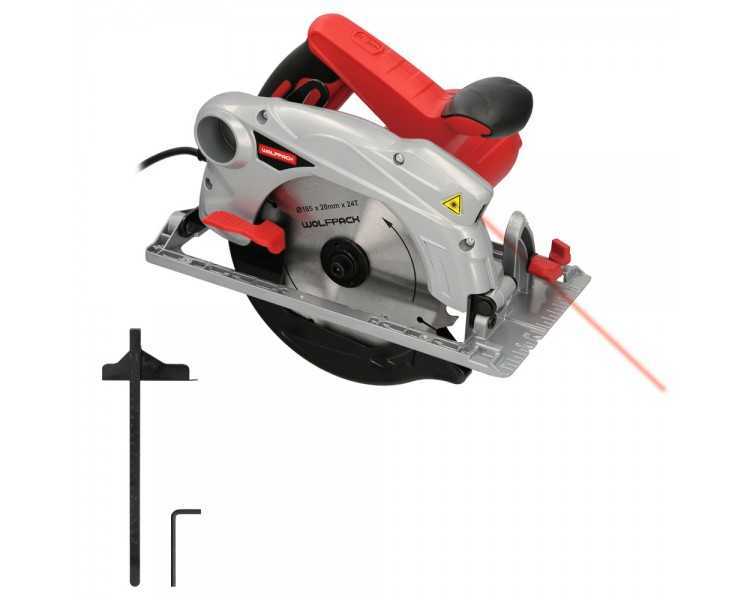 Sierra Circular 1300 Watt. Con Laser Disco 185 mm. 4.700 RPM Corte Inglete Regulador de Profundidad. Ingletadora, Sierra Madera
