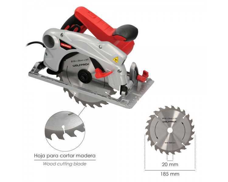 Sierra Circular 1300 Watt. Con Laser Disco 185 mm. 4.700 RPM Corte Inglete Regulador de Profundidad. Ingletadora, Sierra Madera