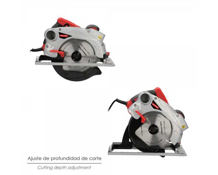 Sierra Circular 1300 Watt. Con Laser Disco 185 mm. 4.700 RPM Corte Inglete Regulador de Profundidad. Ingletadora, Sierra Madera