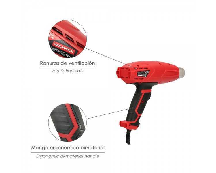 Pistola Aire Caliente 2000 Watt. 2 Potencias Con  Accesorios. Decapador, Pistola Decapar Aire Caliente