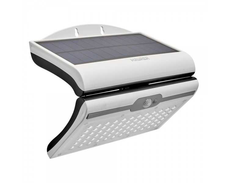 Aplique / Lampara Solar Led Jardin Blanca Con Sensor de Movimiento y Crepuscular. IP44