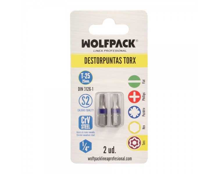 Puntas Destornillador Torx 25 Inviolable (2 Piezas). Acero S2 al Cromo Vanadio. Puntas Hexagonales, Destorpuntas,