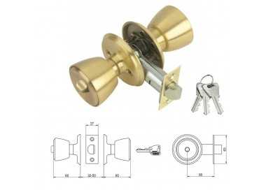 Pomo MCM 501B Con Llave y Condena Latonado Entrada 60 mm.