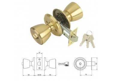 Pomo MCM 501B Con Llave y Condena Latonado Entrada 70 mm.
