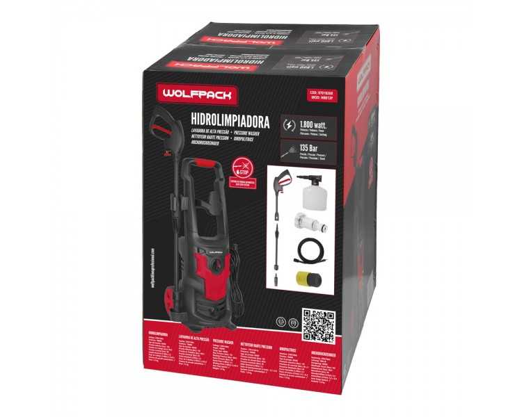 Hidrolimpiadora Alta Presión 135 Bares 1.800 Watt. Con Accesorios. 330 Litros / Hora. Limpiadora de Agua Con Deposito Detergente