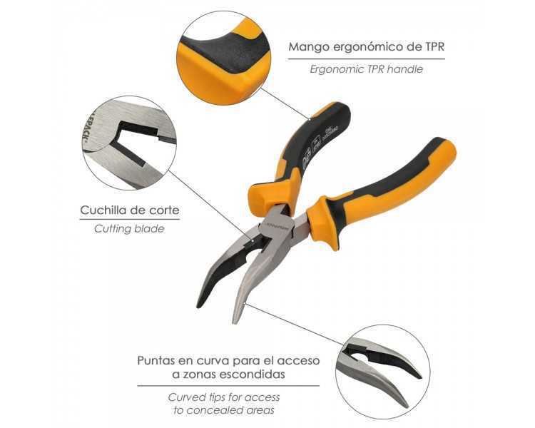 Alicates Boca Curva 150 mm. Acero DIN 5745 Alicates Punta Curva, Alicates Boca Curva Larga,