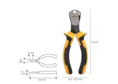Alicates Corte Frontal 150 mm. Acero DIN 5745. Pelacables, Corta Cables, Pelador Cables,