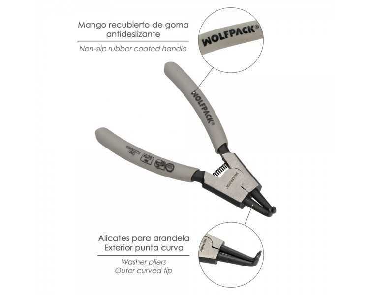 Alicates Arandelas Exteriores Curvo 125 mm. Acero Din 5254. Anillos De Presion, Anillos De Retención, Arandelas Circlips