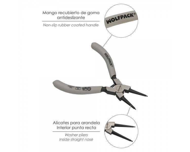 Alicates Arandelas Interiores Recto 125 mm. Acero Din 5256. Anillos De Presion, Anillos De Retención, Arandelas Circlips
