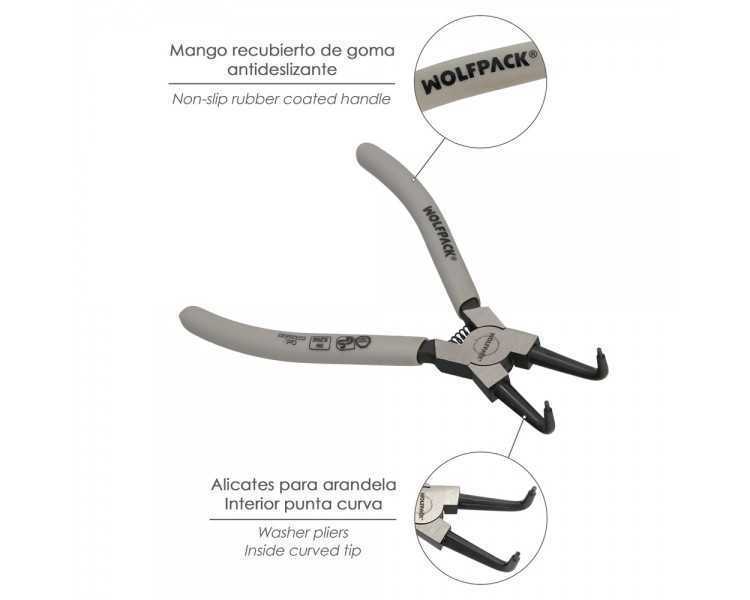 Alicates Arandelas Interiores Curvo 175 mm. Acero Din 5256. Anillos De Presion, Anillos De Retención, Arandelas Circlips
