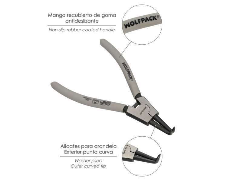 Alicates Arandelas Exteriores Curvo 175 mm. Acero Din 5254. Anillos De Presion, Anillos De Retención, Arandelas Circlips