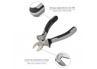 Alicates Corte Diagonal 175 mm. Acero Cromo Vanadio DIN-ISO 5749  Pelacables, Corta Cables, Pelador Cables