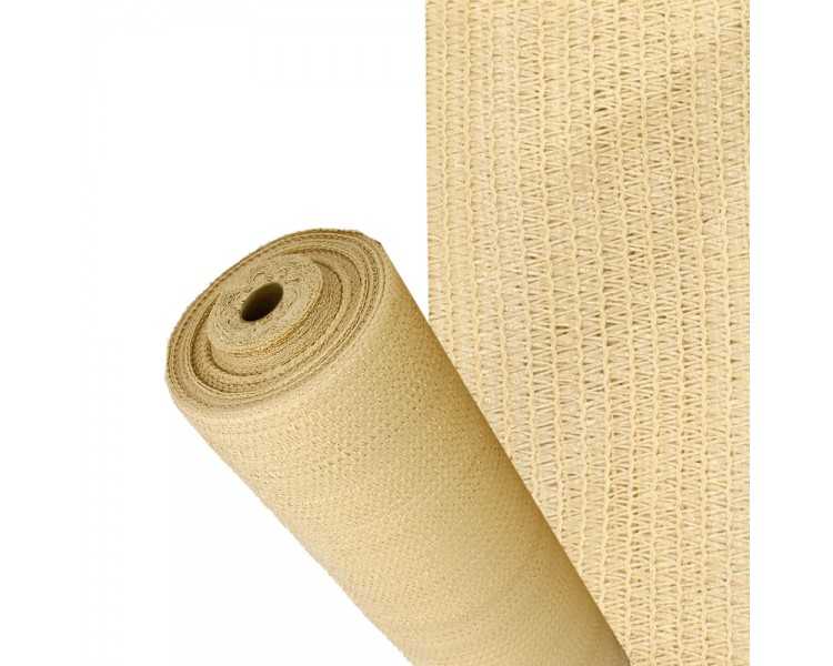 Malla Sombreo Rollo 4 x 50 metros, Reduce Radiación, Protección Jardín y Terraza, Regula Temperatura, Color Beige
