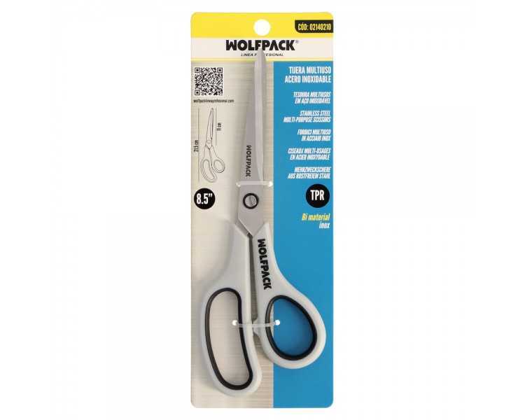 Tijeras Multiuso Acero Inoxidable 8,5" / 220 mm. Hojas Acero Inoxidable, Mango Comodo y Suave