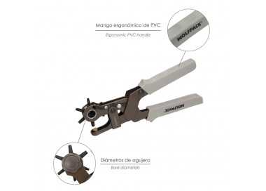 Sacabocados Estrella Industrial 225 mm. Agujeros de Ø 2,0 a 4.5 mm. Alicates Agujeros, Perforador Cuero, Alicates Cinturones,