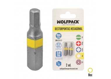 Puntas Destornillador Hexagonal 4,0 mm. (2 Piezas). Acero S2 al Cromo Vanadio. Puntas Hexagonales, Destorpuntas,