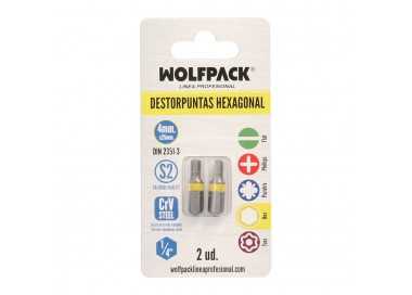 Puntas Destornillador Hexagonal 4,0 mm. (2 Piezas). Acero S2 al Cromo Vanadio. Puntas Hexagonales, Destorpuntas,