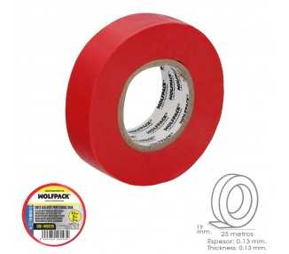 Cinta Aislante Profesional Roja Espesor 0.13 mm. Ancho 19 mm. Rollo 25 Metros Cinta Electricista, Cinta Aislante Cables