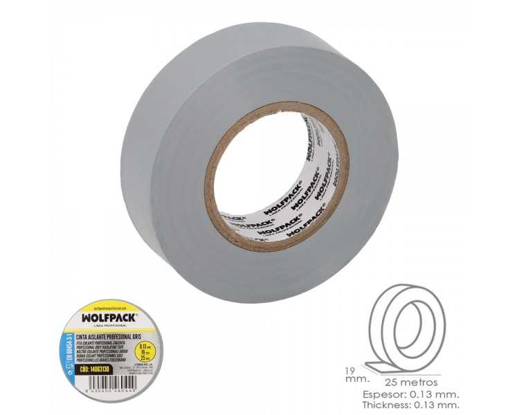Cinta Aislante Profesional Gris Espesor 0.13 mm. Ancho 19 mm. Rollo 25 Metros Cinta Electricista, Cinta Aislante Cables