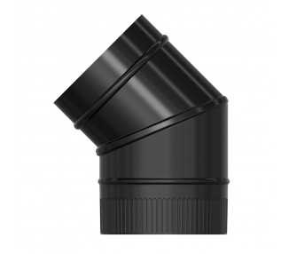 Codo Estufa Liso Negro Vitrificado Ø 150 mm. 45°
