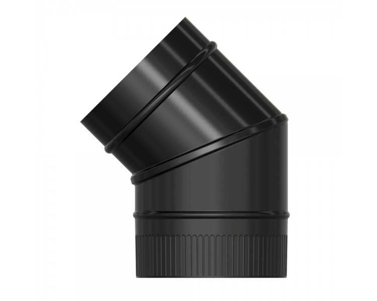 Codo Estufa Liso Negro Vitrificado Ø 150 mm. 45°