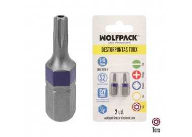Puntas Destornillador Torx 15 Inviolable (2 Piezas). Acero S2 al Cromo Vanadio. Puntas Hexagonales, Destorpuntas,