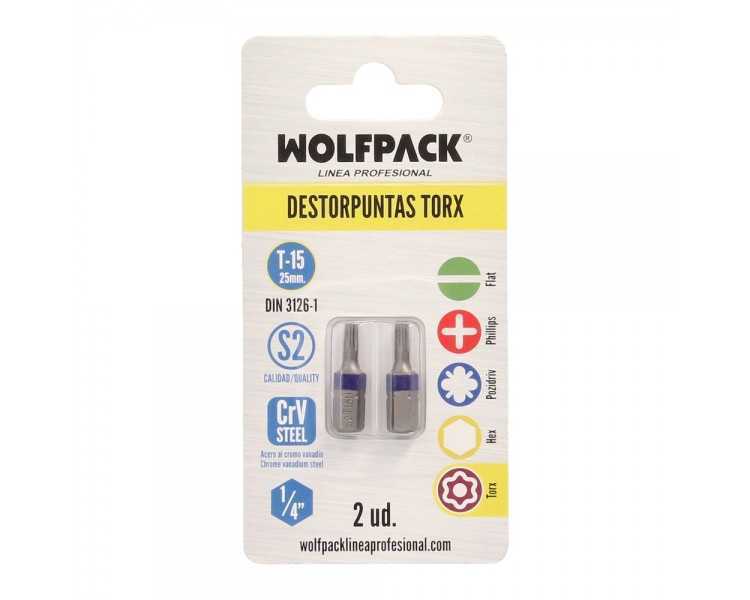 Puntas Destornillador Torx 15 Inviolable (2 Piezas). Acero S2 al Cromo Vanadio. Puntas Hexagonales, Destorpuntas,