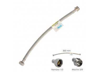 Latiguillo Flexible Acero Inoxidable Macho 3/8 - Hembra 1/2 - 300mm