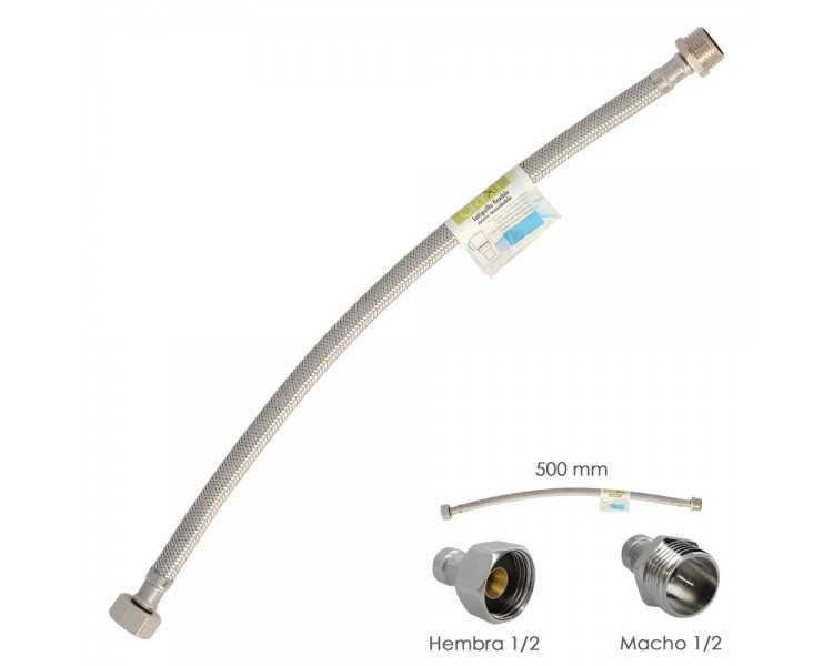 Latiguillo Flexible Acero Inoxidable Macho 1/2 - Hembra 1/2 - 500mm