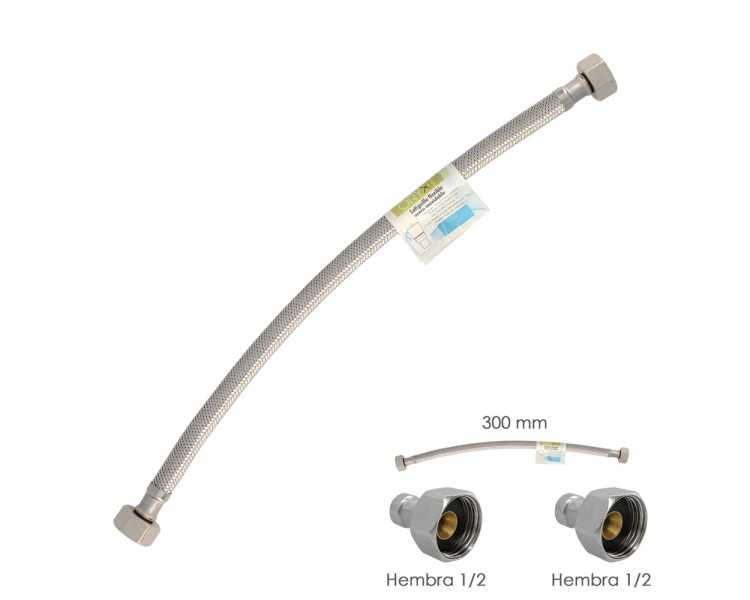 Latiguillo Flexible Acero Inoxidable Hembra 1/2 - Hembra 1/2 - 300mm