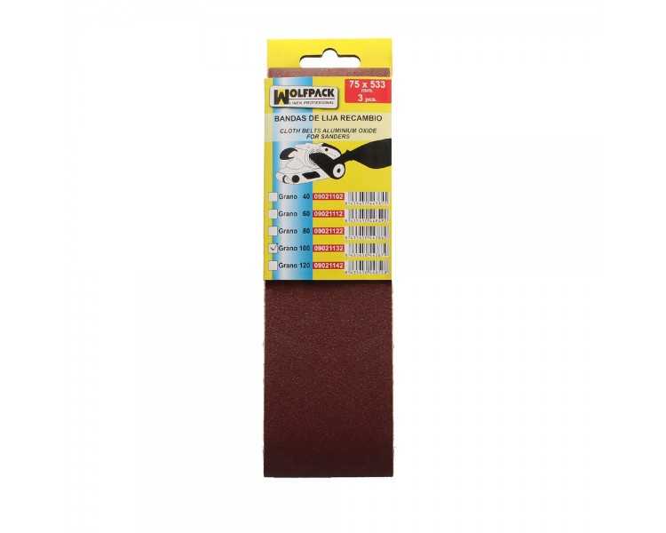 Lija recambio banda  75x533 mm. grano 100 (3 Piezas)