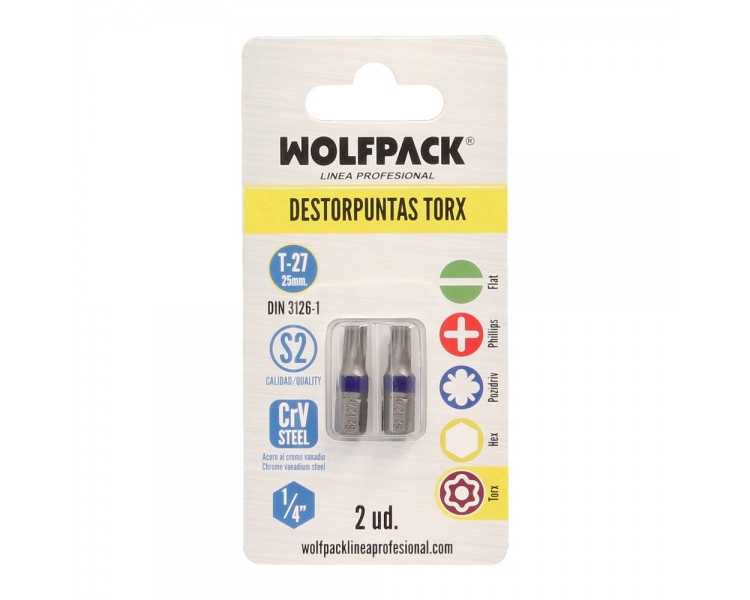 Puntas Destornillador Torx 27 Inviolable (2 Piezas). Acero S2 al Cromo Vanadio. Puntas Hexagonales, Destorpuntas,