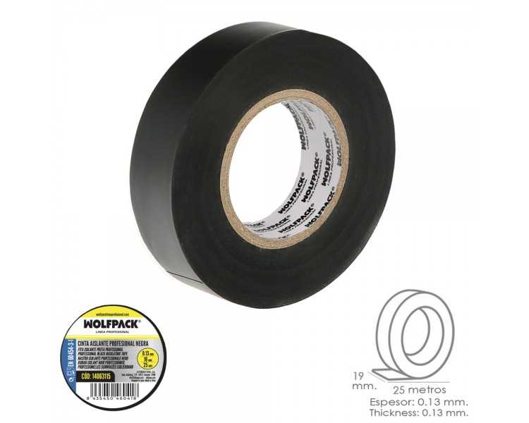 Cinta Aislante Profesional Negra Espesor 0.13 mm. Ancho 19 mm. Rollo 25 Metros Cinta Electricista, Cinta Aislante Cables