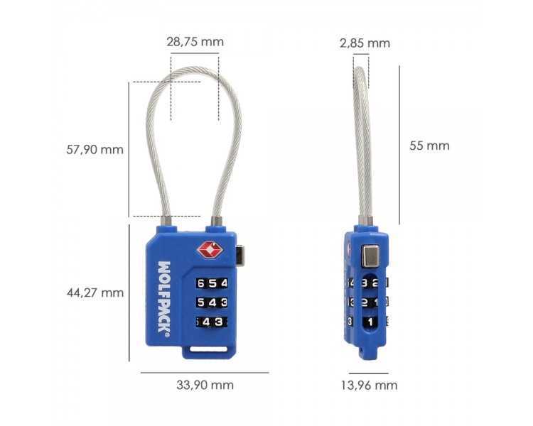 Candado Seguridad Equipaje Tsa 3 Digitos Con Cable Acero. Candado Combinación, Maleta, Viaje, Mochilas, Seguridad