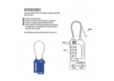 Candado Seguridad Equipaje Tsa 3 Digitos Con Cable Acero. Candado Combinación, Maleta, Viaje, Mochilas, Seguridad