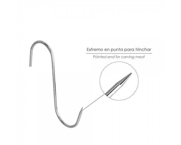 Gancho Carnicero Inoxidable Nº 7 De 220 x 10 mm. Gancho Para Productos Carnicos.