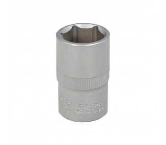 Llave Vaso 1/2" Hexagonal 17 mm. Perfil de 6 caras. Acero Cromo Vanadio, Aristas Redondas