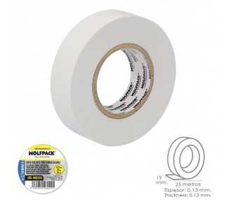 Cinta Aislante Profesional Blanca Espesor 0.13 mm. Ancho 19 mm. Rollo 25 Metros Cinta Electricista, Cinta Aislante Cables