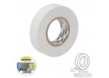 Cinta Aislante Profesional Blanca Espesor 0.13 mm. Ancho 19 mm. Rollo 25 Metros Cinta Electricista, Cinta Aislante Cables