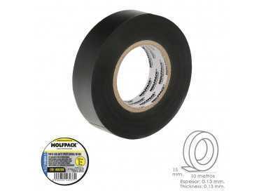 Cinta Aislante Profesional Negra Espesor 0.13 mm. Ancho 15 mm. Rollo 10 Metros Cinta Electricista, Cinta Aislante Cables