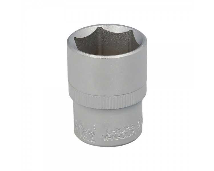 Llave Vaso 1/2" Hexagonal 22 mm. Perfil de 6 caras. Acero Cromo Vanadio, Aristas Redondas