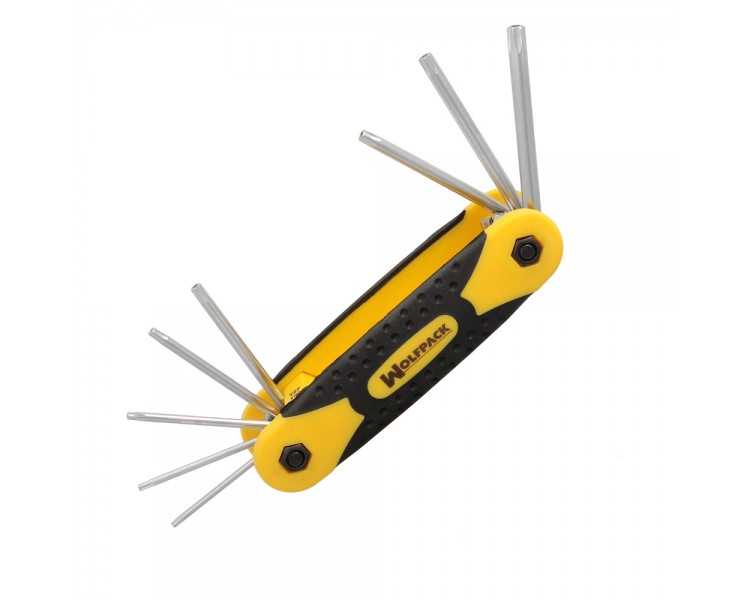 Juego Llaves Torx Plegable  8 Piezas Inviolable, Llave Torx Hexagonal, Llave Estrella, Llave Allen Estrella