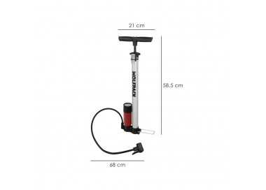 Bomba Inflar Bicicleta Con Manometro. Doble Boquilla Valvula Presta y Schrader. Con Adaptadores. Ø 32 x 500 mm. 10 BAR / 160 PSI