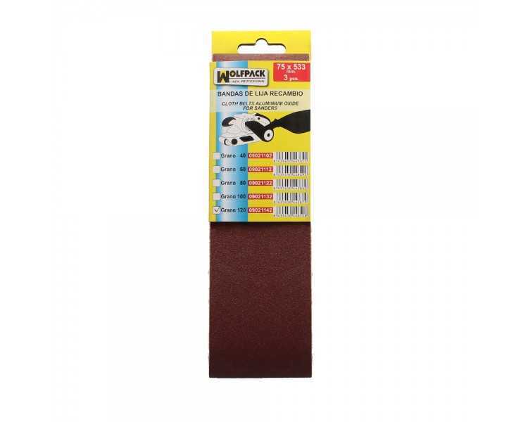 Lija recambio banda  75x533 mm. grano 120 (3 Piezas)