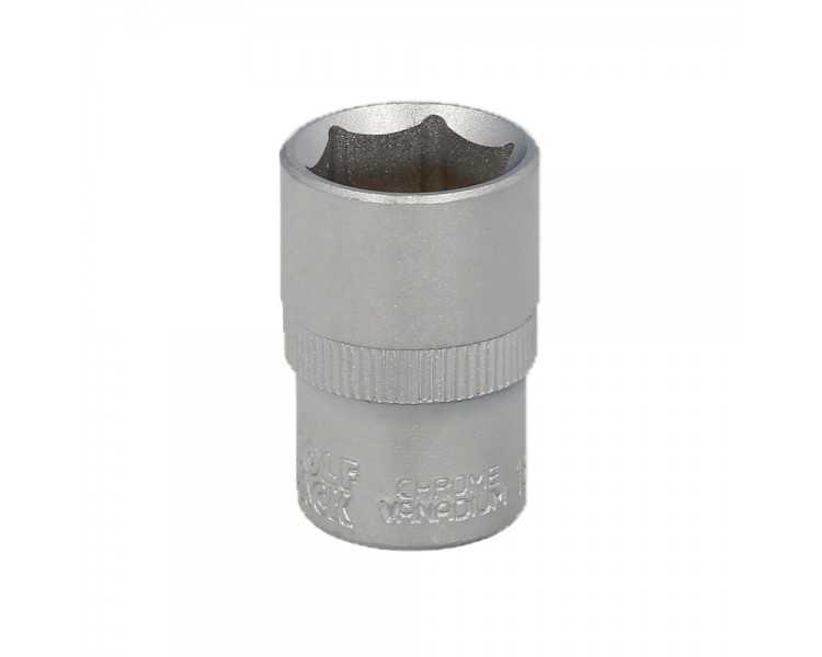 Llave Vaso 1/2" Hexagonal 18 mm. Perfil de 6 caras. Acero Cromo Vanadio, Aristas Redondas