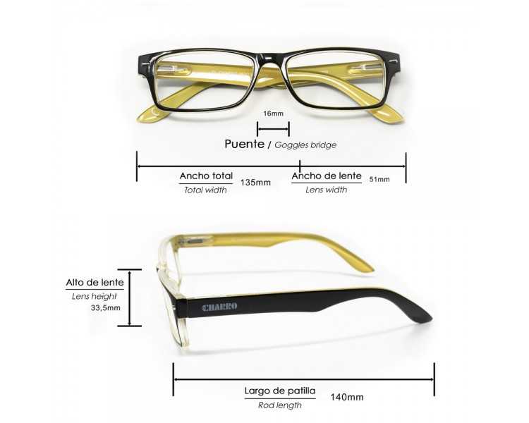 Gafas Lectura Kansas Negro / Amarillo. Aumento +2,0 Gafas De Vista, Gafas De Aumento, Gafas Visión Borrosa