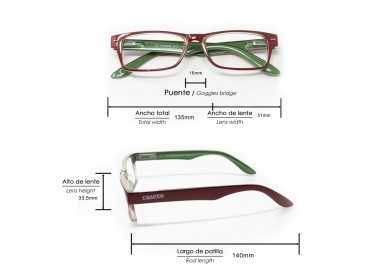 Gafas Lectura Kansas Rojo / Verde. Aumento +1,5 Gafas De Vista, Gafas De Aumento, Gafas Visión Borrosa