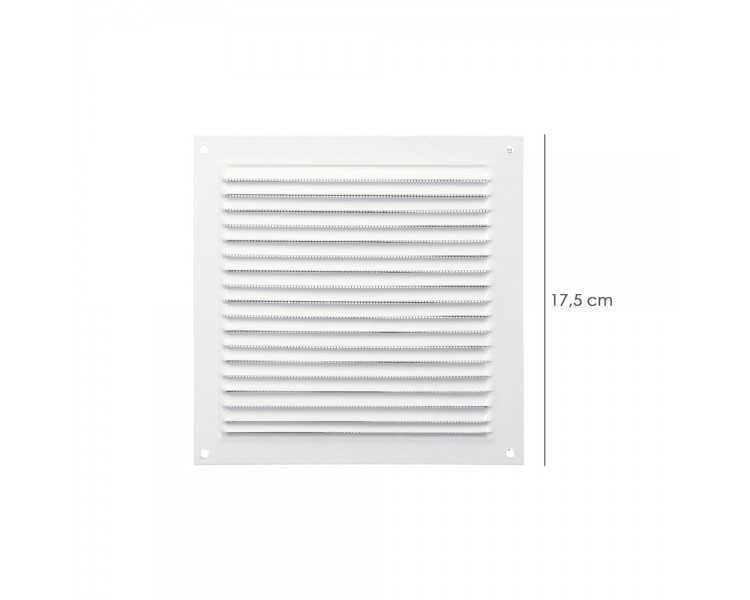 Rejilla Ventilación Aluminio Con Mosquitera Atornillable 175 x 175 mm. Color Blanco