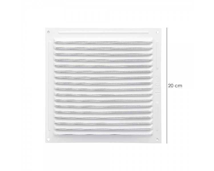 Rejilla Ventilación Aluminio Con Mosquitera Atornillable 200 x 200 mm. Color Blanco