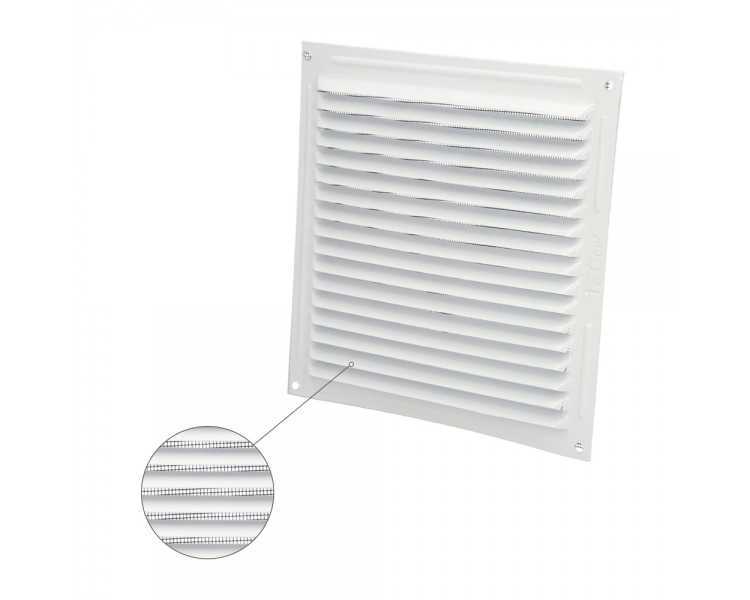 Rejilla Ventilación Aluminio Con Mosquitera Atornillable 200 x 200 mm. Color Blanco